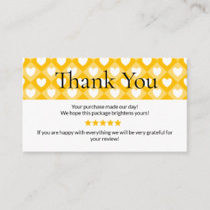 Small Business Thank You Card Handmade Style Yel