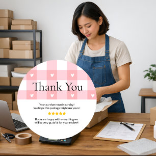 Small Business Thank You Card Handmade Style Yel Classic Round Sticker