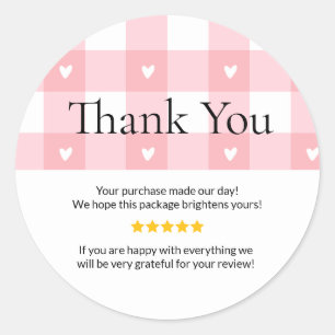 Small Business Thank You Card   Handmade Style Yel Classic Round Sticker
