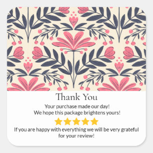 Small Business Thank You Card   Handmade Style Yel Square Sticker