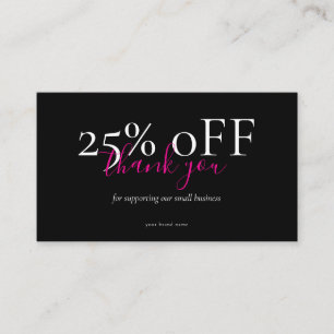 Small Business Thank You Discount Card Black