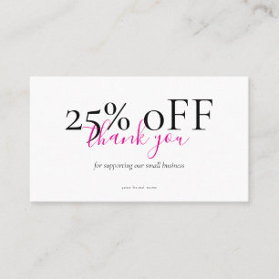 Small Business Thank You Discount Card Blush
