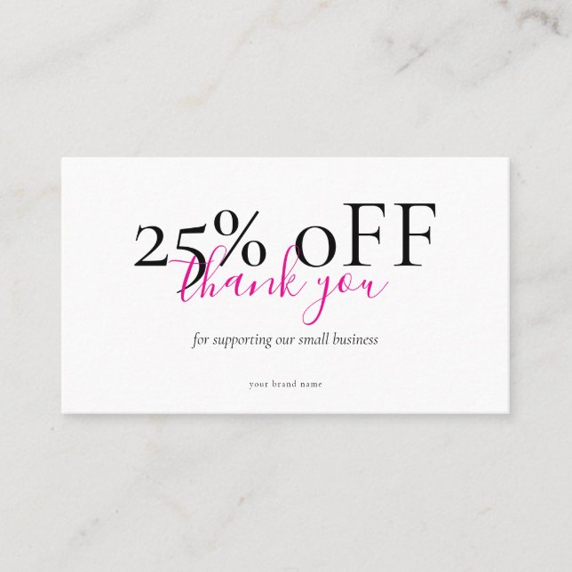 Small Business Thank You Discount Card Blush (Front)