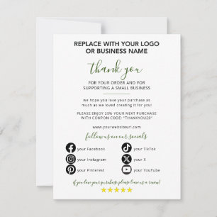 Small Business Thank You for Your Order Card