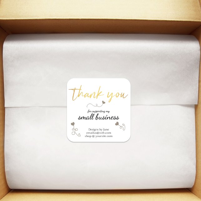 Small Business Thank You Gold Customised Sticker (Creator Uploaded)