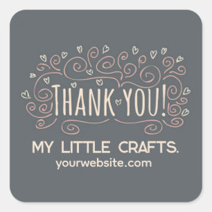 Small business thank you script typography square sticker