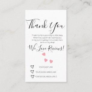Small Business Thank You Shop Review Hearts  Busin Business Card