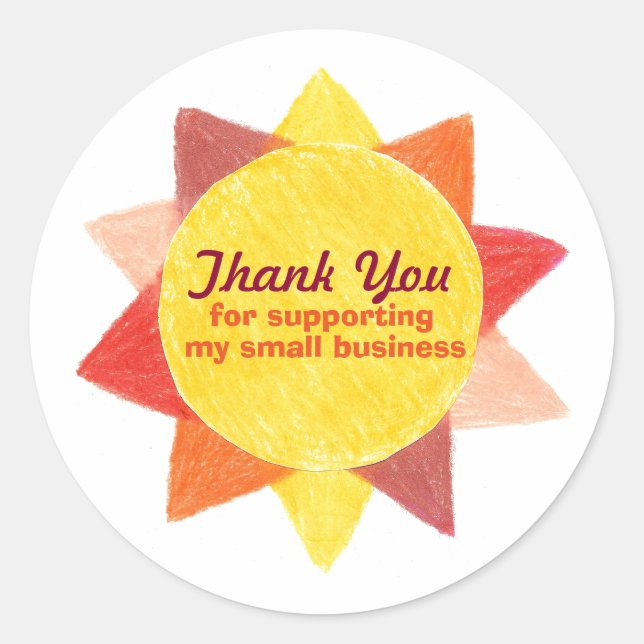 Small business thank you sticker - sunshine (Front)