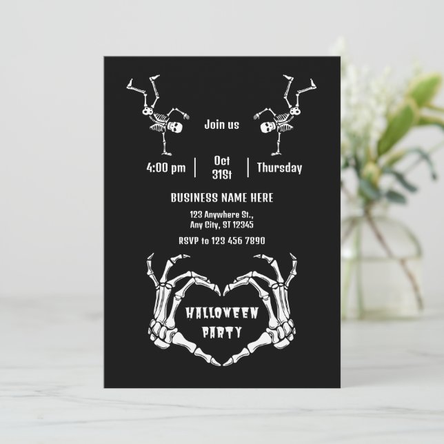 Small Business The Skeleton Love Custom Halloween Invitation (Standing Front)