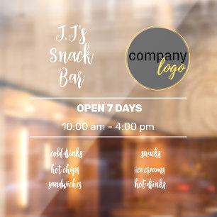 SMALL BUSINESS TRADING HOURS LOGO  WINDOW CLING