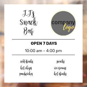 SMALL BUSINESS TRADING HOURS LOGO WINDOW CLING