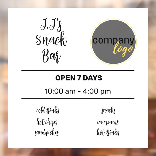 SMALL BUSINESS TRADING HOURS LOGO  WINDOW CLING (Sheet 2)