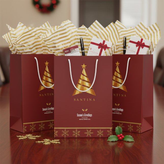 Small Business Tree Logo Red Gold ID1219 Medium Gift Bag (Creator Uploaded)