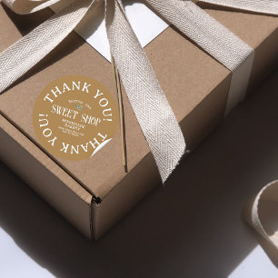 Small Business Vintage Lettering Thank You Classic Round Sticker