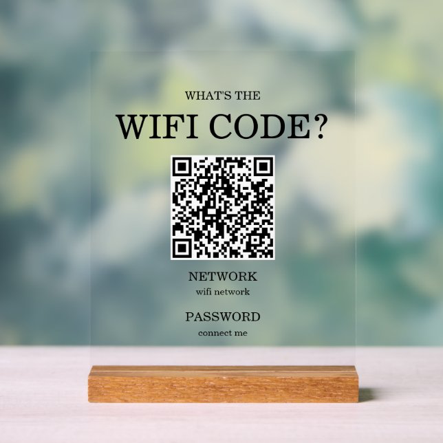Small Business What's The Wifi QR Code Acrylic Sign (Neutral)