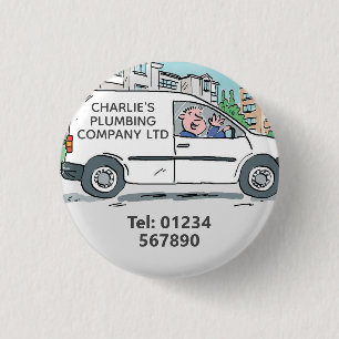 Small Business with Name on Company Van 3 Cm Round Badge