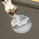 Small Business with Name on Company Van Key Ring<br><div class="desc">Small Business promotion with Name on a Company Van. Colour illustration of a driver at the wheel of a white van. Illustration of a Courier service or delivery man with a white van.</div>