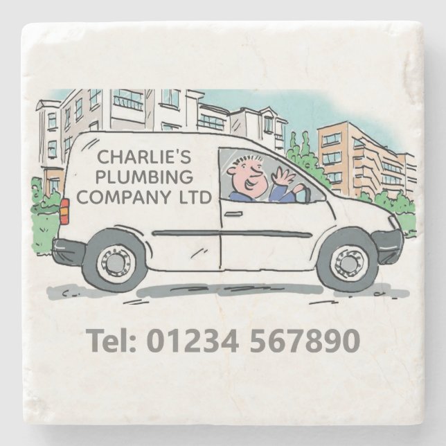 Small Business with Name on Company Van Stone Coaster (Front)