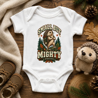 Small But Mighty Retro Adventure Hedgehog Camping  Baby Bodysuit