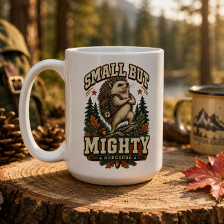 Small But Mighty Retro Adventure Hedgehog Camping  Coffee Mug