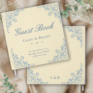 Small Butter Yellow Coastal Wedding Guest Book