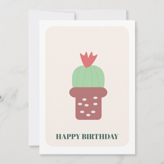 Small Cactus Plant  Birthday Card (Front)