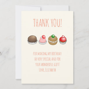 Small Cakes Birthday Thank You Card