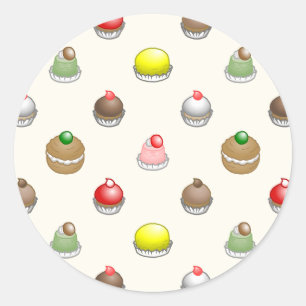 Small Cakes Pattern Classic Round Sticker