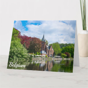 Small castle near lake in Bruges, Belgium Card