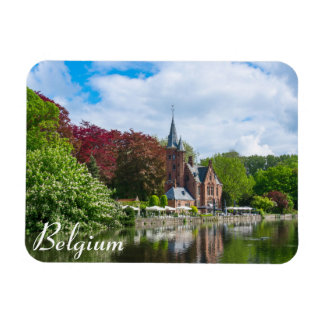 Small castle near lake in Bruges, Belgium Magnet