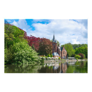Small castle near lake in Bruges, Belgium Photo Print