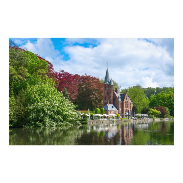 Small castle near lake in Bruges, Belgium Photo Print (Front)