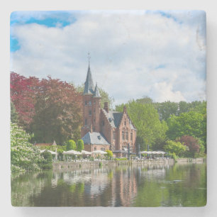 Small castle near lake in Bruges, Belgium Stone Coaster
