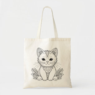 SMALL CAT LITTLE KITTEN COLORING TOTE BAG