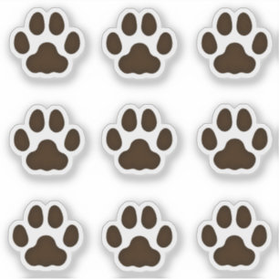 Small Cat Paw Prints Dark Brown Decal Stickers