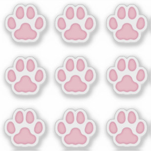 Small Cat Paw Prints Pink Animal Tracks Stickers