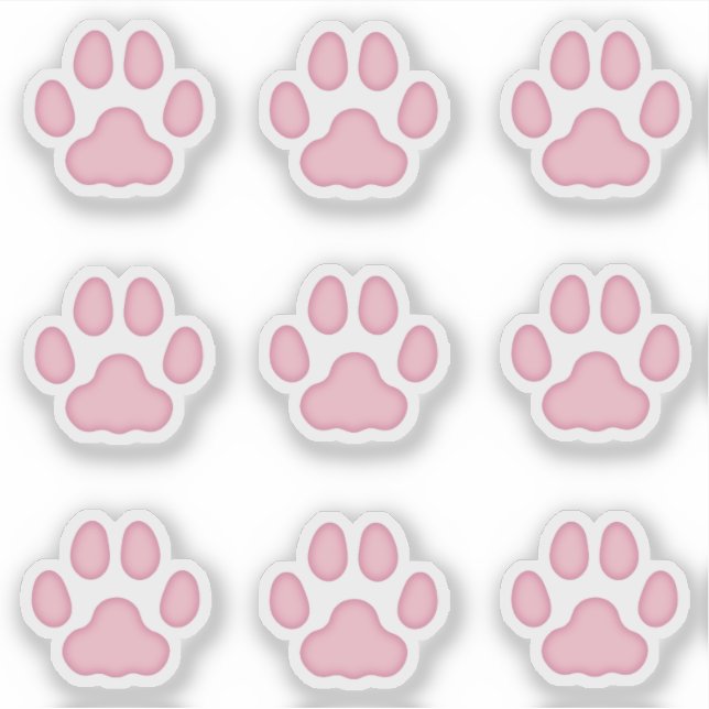 Small Cat Paw Prints Pink Animal Tracks Stickers (Front)