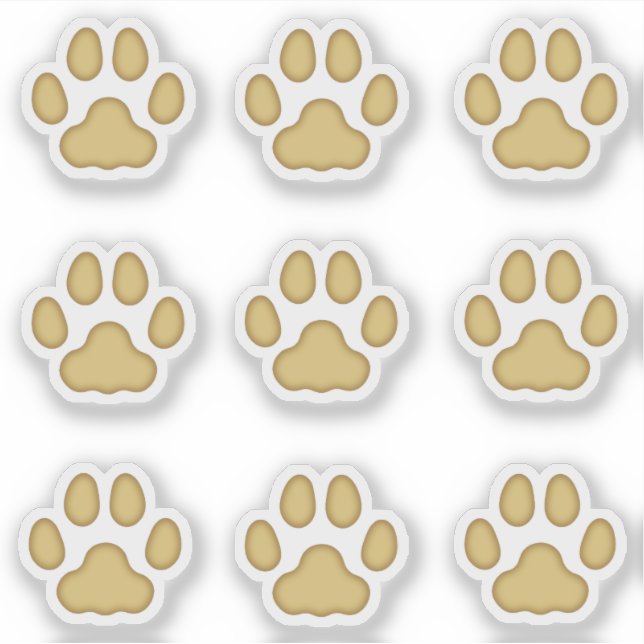 Small Cat Paw Prints Tan Animal Tracks Stickers (Front)