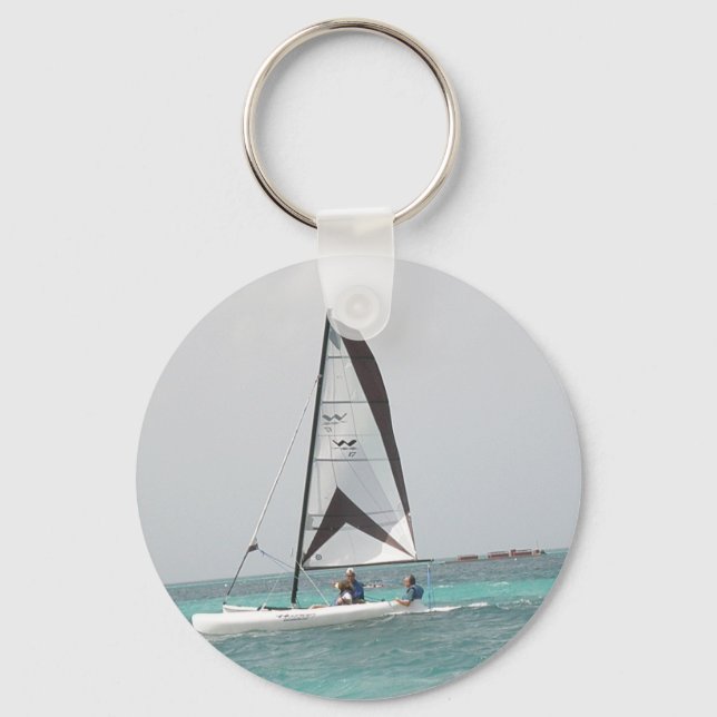 Small Catamaran Sailboat Keychain (Front)