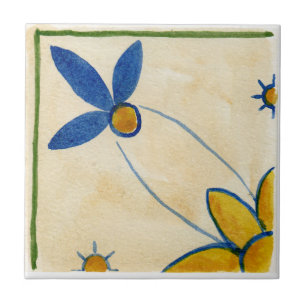 Small ceramic quarter tile Sicilian-style “Pink”