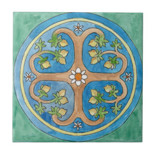 Small ceramic tile Sicilian-style “Lemon Trees"