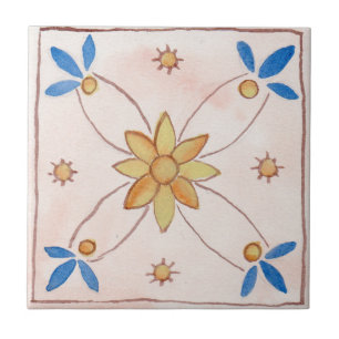 Small ceramic tile Sicilian-style “Pink”