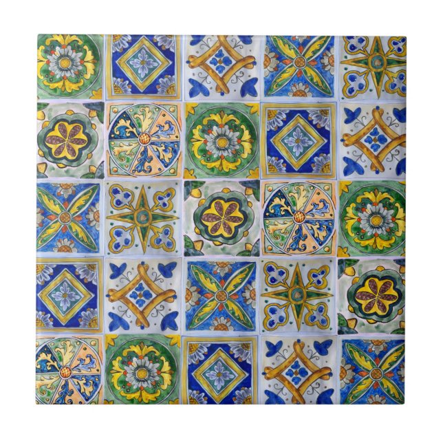 Small ceramic tile Sicilian-style “Sicilian Mix” (Front)