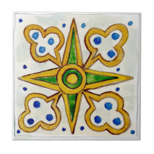 Small ceramic tile Sicilian-style “Trapani” yellow