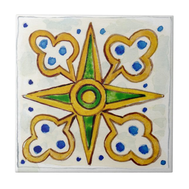 Small ceramic tile Sicilian-style “Trapani” yellow (Front)