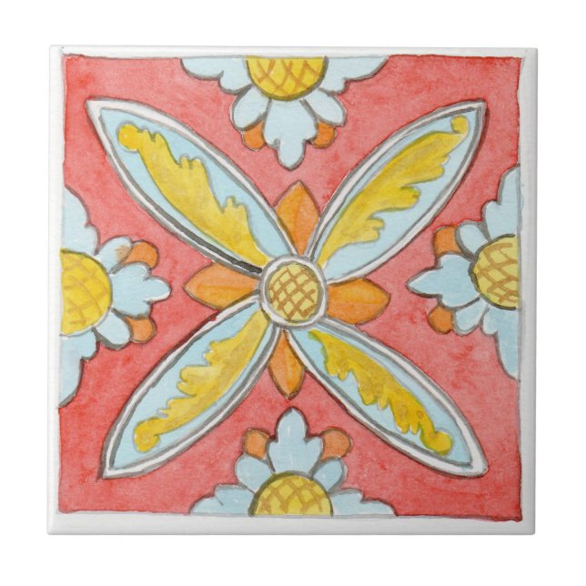 Small ceramic tile Sicily-inspired “Marsala” (Front)