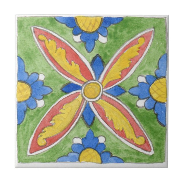 Small ceramic tile Sicily-inspired “Marsala” (Front)