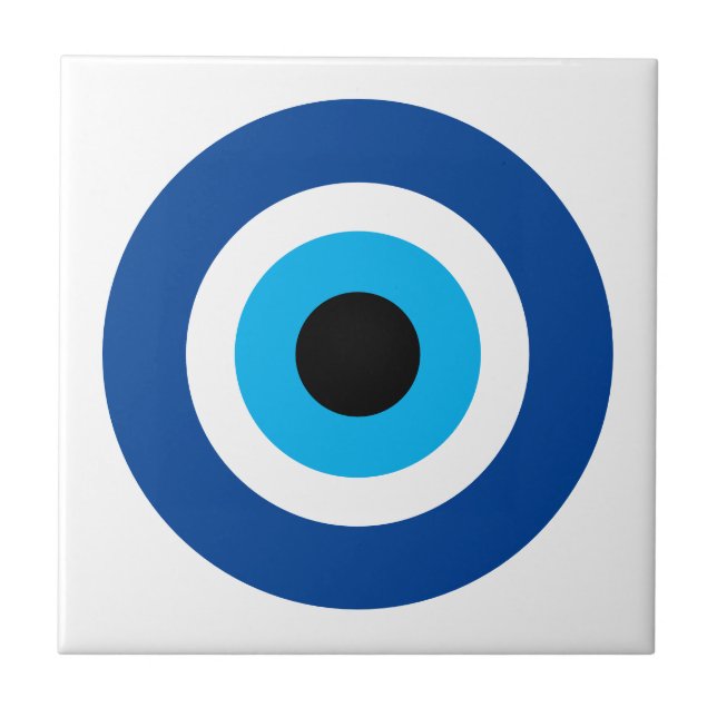Small ceramic tile with Evil Eye Blue Mati icon (Front)