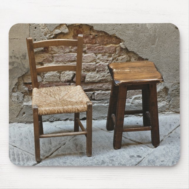 Small chair and stool, Pienza, Italy Mouse Mat (Front)