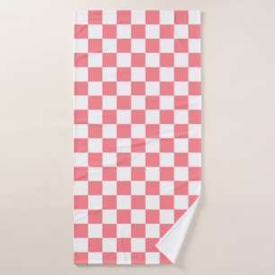 Small Checkers Blush Pink White Chequered Bath Towel